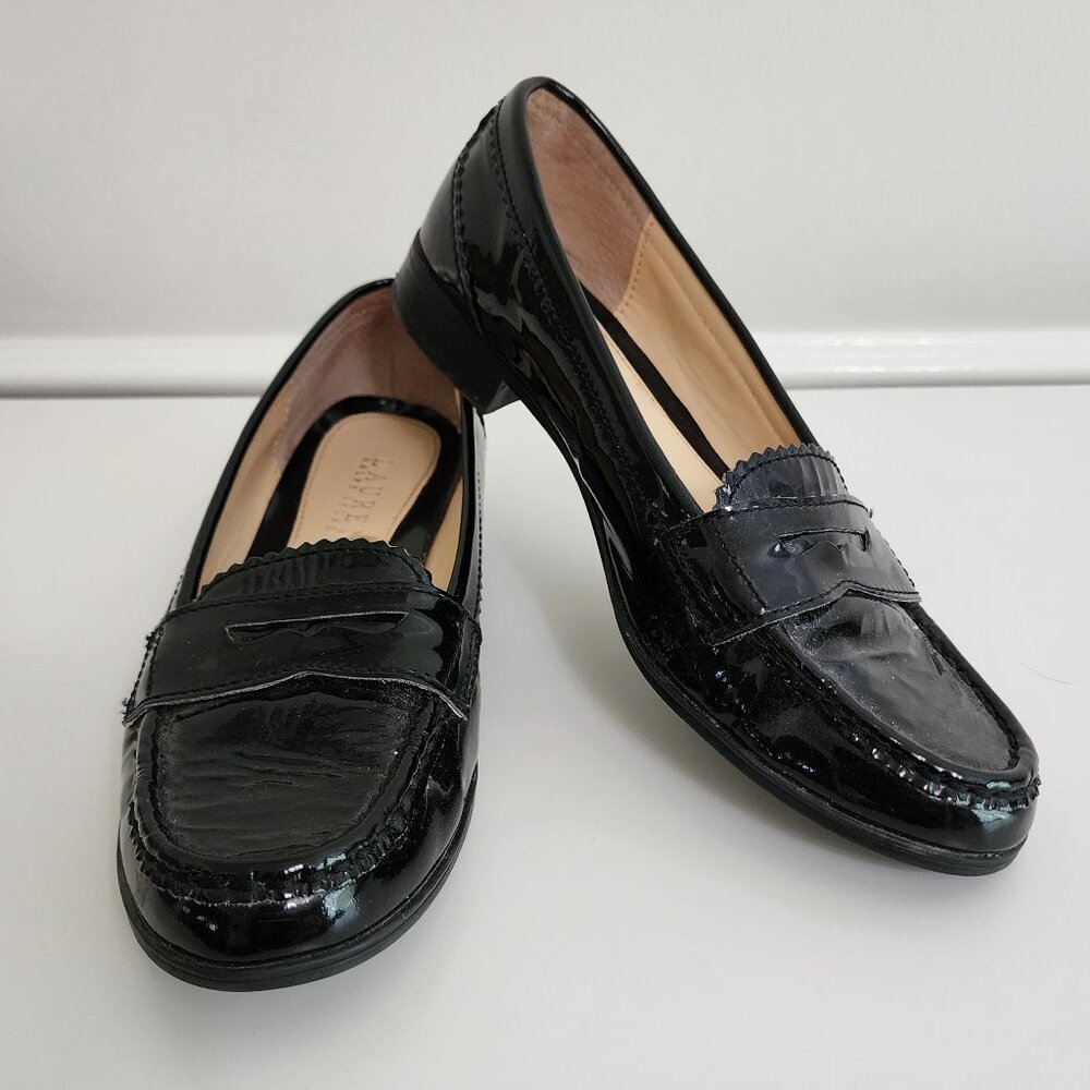 Ralph Lauren Black Patent Leather Penny Loafers
